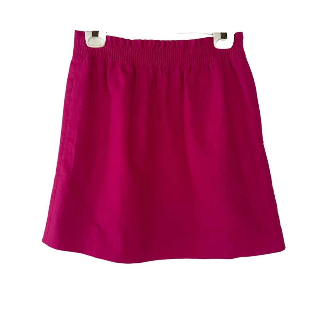 J Crew Linen Blend Skirt Size 4 Re-Imagined Sustainable Pockets Pink Preppy